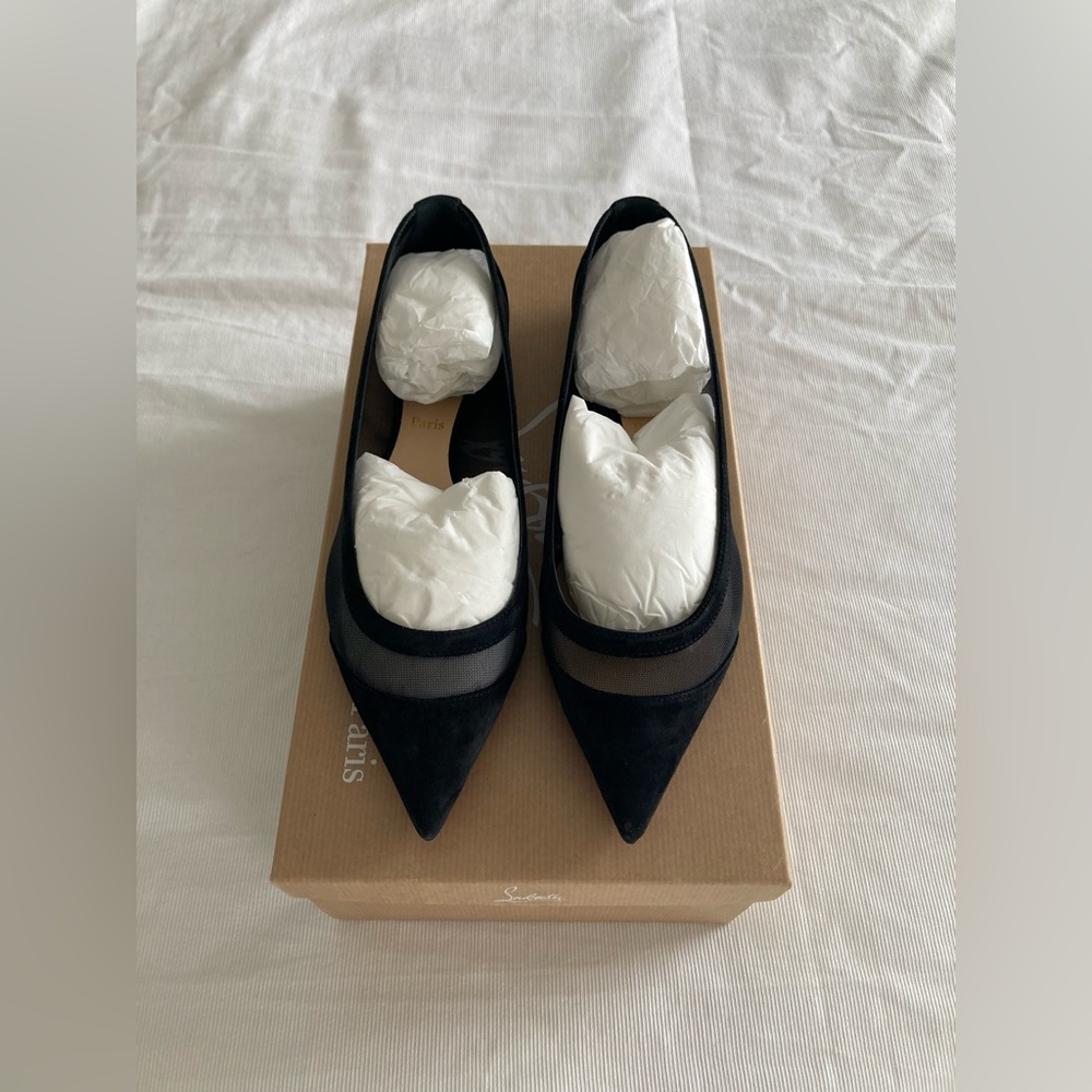 Women’s Christian Louboutin GALATIVI FLAT VV/RETE black and red luxury flats